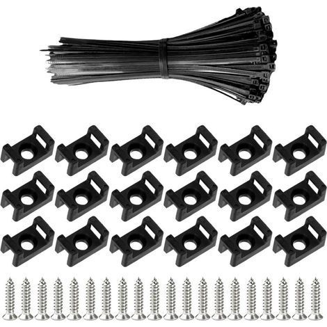 100 Kabelbinder mit Kabelklemmen und Schrauben, 200 mm selbstsichernde elektrische Befestigungselemente, Nylon-Kabelbinder zur Kabelorganisation, wiederverwendbar und verstellbar (1/5)