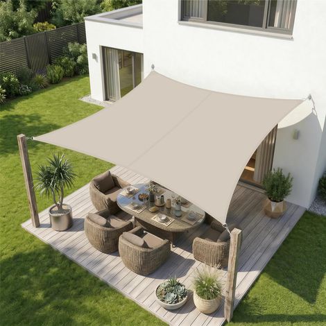 Voile d'ombrage Carré 3x3m Imperméable, PES 160g/m² Haute Densité, Résiste Intempéries/Déchirures, Couture Scellée (Étanche) (1/5)