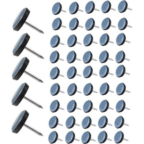 50 Pcs Patin Chaise Teflon à Clouer 19mm Ronde Patins de Meubles en Teflon Patin de Chaise avec Clou Teflon Patins de Chaise Feutre (1/5)