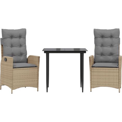 Maison Exclusive - Set da Pranzo da Giardino 3 pz con Cuscini Beige in Polyrattan