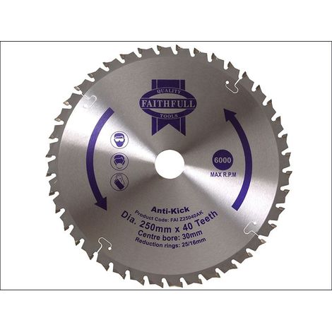 High-Quality Circular Saw Blade for Wood Cutting – 250mm Diameter, 40mm Bore, 30mm Arbor, 25/16mm Mounting, Anti-Jerk Design (1/2)