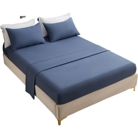 Luxuriöses 4-teiliges Bettwäscheset mit tiefen Taschen aus ultraweicher Mikrofaser, Paradiesblau