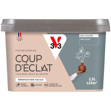 Peinture murale intérieure Coup d'Éclat® V33 Gris silex Mat Poudré 2,5L
