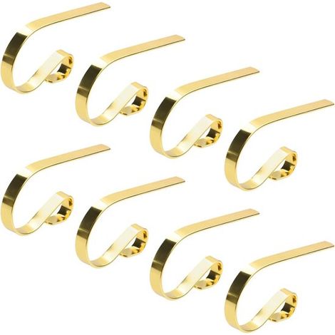 8 soportes para calcetines navideños, Ganchos para chimenea, Clips para repisa de chimenea para Navidad, Decoración para fiestas (dorado) (1/5)