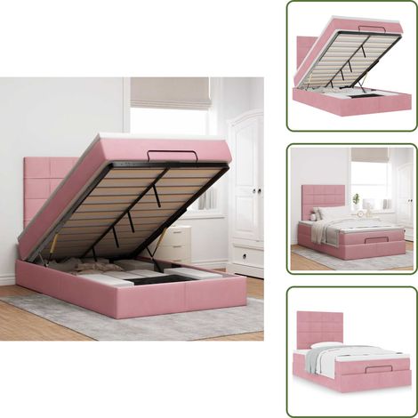 Cama con cabecero - vidaXL Estructura de cama otomana colchones terciopelo rosa 120x200cm - Estructura de cama