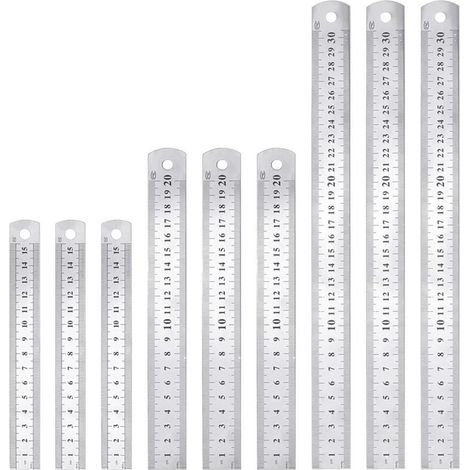 PCS 15cm, 20cm und 30cm Edelstahl-Lineal, doppelseitiges Metalllineal, langlebig und rostfrei, Schreinerlineal für Schüler, Ingenieure, Architekten und Lehrer.