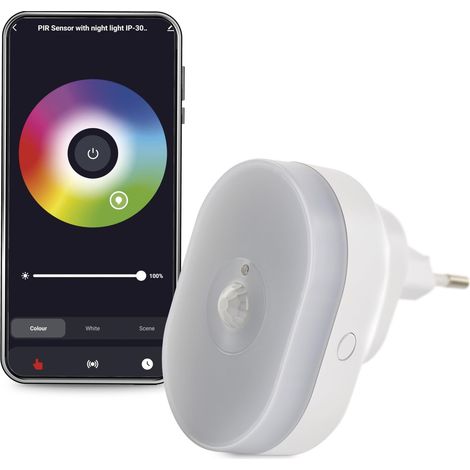 EMOS GoSmart - Rilevatore di movimento a infrarossi 2 in 1 con app, sensore di movimento WiFi per automazione domestica e luce colorata, angolo di rilevamento 120°, distanza di rilevamento 5 m, IP20 (1/5)
