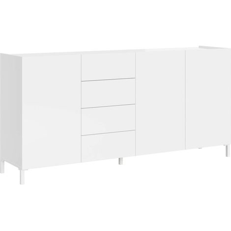 Madia 3 ante 4 cassetti 174x40x84 cm - SOLARIA - Colore: Bianco Lucido - Dimensioni: L.174 P.40 H.84 cm