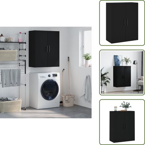 Armoire murale noir 69,5x34x90 cm - Armoire Murale - Meuble De Rangement - Armoire Noire - Armoire Suspendu - Étagère Murale (1/5)