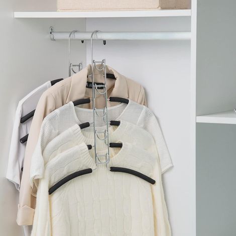 Cintres multiples sans épaule pour pulls et manteaux, portant à t-shirts et chemisiers à plusieurs niveaux pour un gain de place (2 pièces, couleur noire) (1/5)