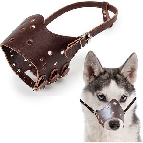 1 muselière pour chien, en PU, réglable, respirante, permet de boire et manger, adaptée aux chiens à museau long (1/5)