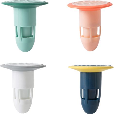 Lot de 4 déodorants en silicone pour siphon à cheveux - Filtre à refoulement - Pour salle de bain - Évacuation de l'eau au sol (1/5)