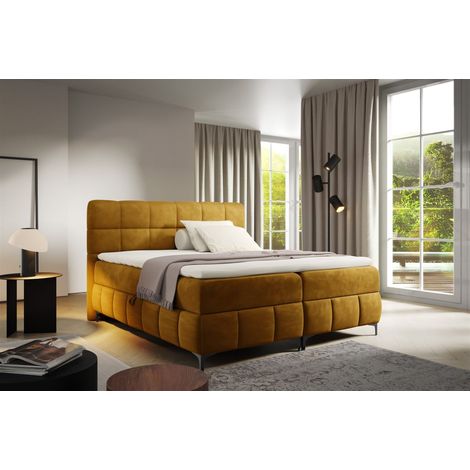 Boxspringbett Schlafzimmerbett SOPHIE 120x200cm Stoff Salvador Honiggelb (1/5)