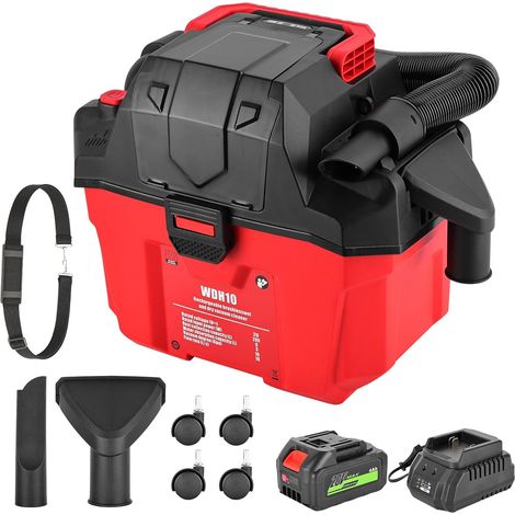 Aspirateur sans Fil Eau et Poussière 200W avec Batterie Lithium 4000mAh, Aspirateur de Chantier Rechargeable Puissant 16kPa, Réservoir Grande Capacité, Idéal Maison Garage Voiture Atelier (1/5)