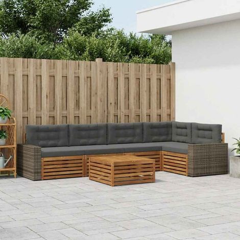 vidaXL Outdoor-Sofagarnitur 6 pcs Natur und Anthrazit 79 x 79 x 37 cm (1/5)