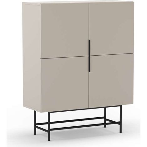 Mueble auxiliar 4 puertas abatibles modelo Elena acabado crema/negro. 128cm(alto) 100cm (ancho)  40cm(prof.) (1/4)