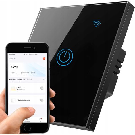 Interrupteur tactile Wi-Fi simple noir (1/5)