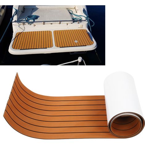 Tapis de pont antidérapant en mousse EVA adhésive pour bateau, yacht, marine, marron 240x45x0.6cm (1/5)
