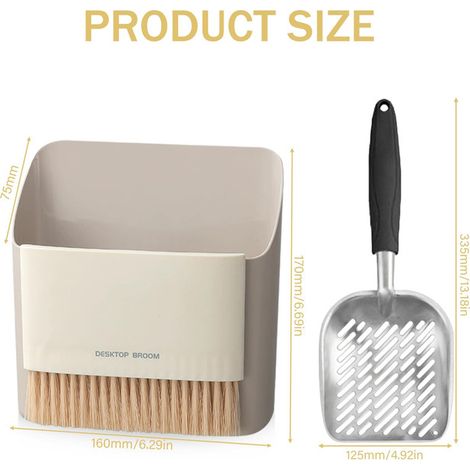 Pelle à Litière pour Chat et Kit de Mini Balai à Poussière Brosse de Nettoyage de Bureau Multifonctionnelle (1/5)
