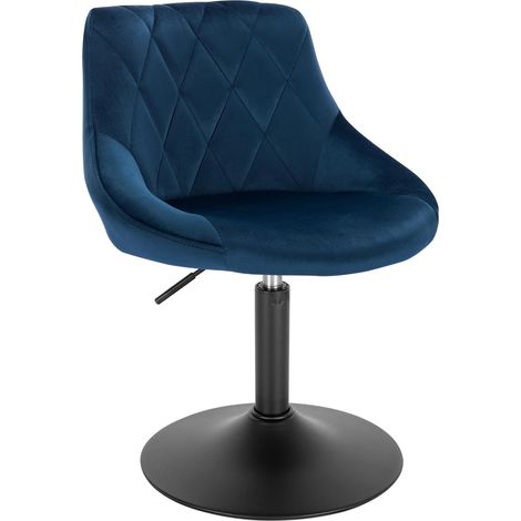 WOLTU Juego de 1 Taburete de Bar de Terciopelo, Silla de Bar, Taburete de Salón Con Respaldo, Rotación de 360°, Altura Ajustable, Azul (1/5)