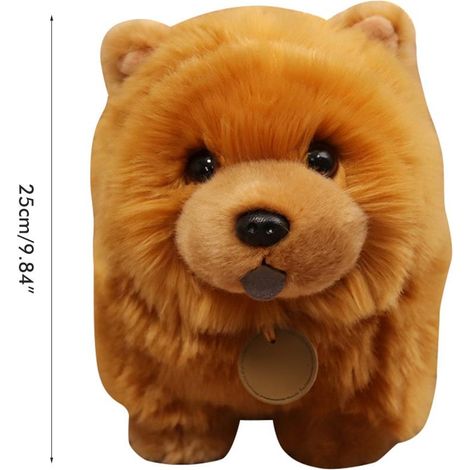 Peluche Chien Chow-Chow de 25 cm (10 pouces), douce et moelleuse, à poser sur un canapé ou une chambre. Idéale comme coussin décoratif ou cadeau. (1/5)