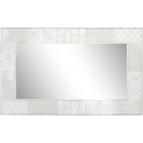 Miroir en bois de mangue blanc Diamond chic - Blanc pur élégant en bois de mangue (1/4)