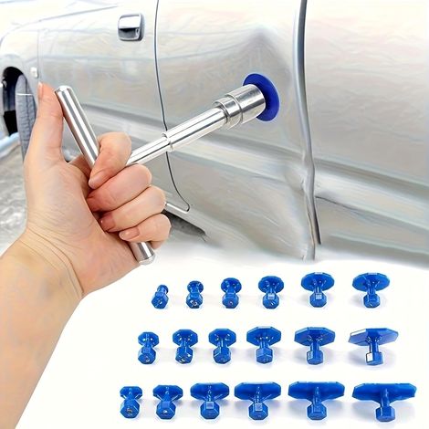 Kit d'extracteur de bosses de voiture sans peinture, outil de débosselage pour carrosserie de voiture, kit de réparation de bosses de voiture avec marteau coulissant en T, outils portables universels (1/5)
