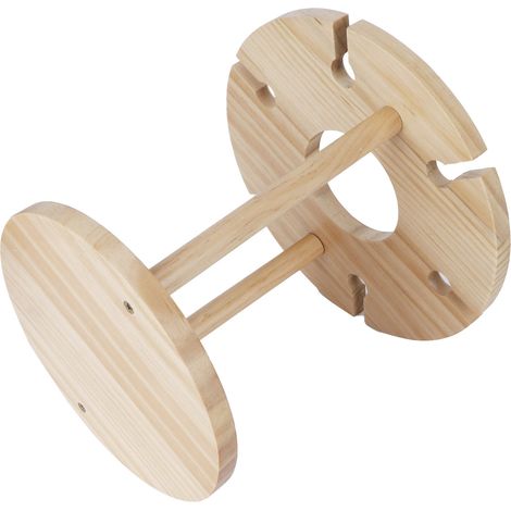 Weinregal aus Holz mit Glashaltern, Tischpräsentation für 6 Gläser und 1 Flasche Wein (1/5)