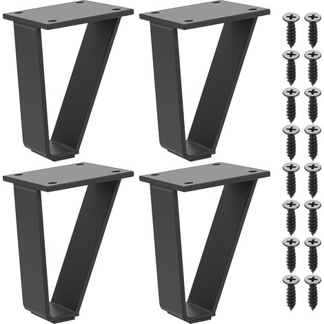 4 pieds de table épingle métal 10cm avec vis et patins de protection (1/5)