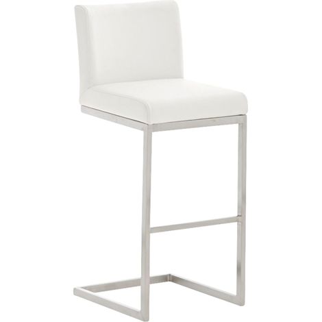 Sgabello da bar x1 design moderno supporto in acciaio inossidabile seduta in PVC bianco 100005318
