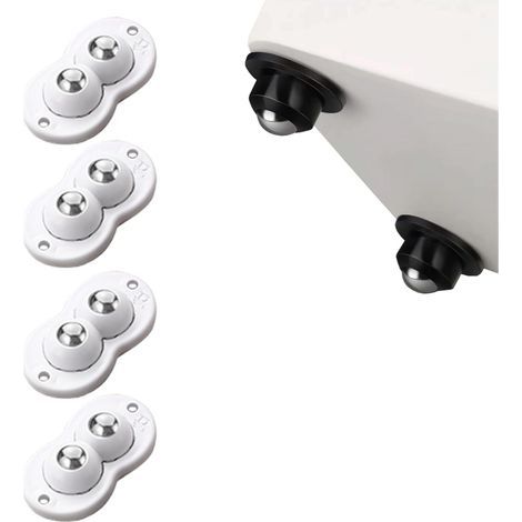 Lot de 4 mini roulettes adhésives blanches – Roulettes coulissantes universelles – (avec 2 billes en acier inoxydable) (1/5)