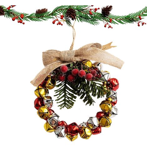 Couronne De Noël avec Clochettes Décoration Saisonnière Réaliste avec Couronne Végétale De Fêtes Pour Porte Mur Porche Manteau Cuisine Maison Ferme Extérieur Fenêtre Foyer (1/5)