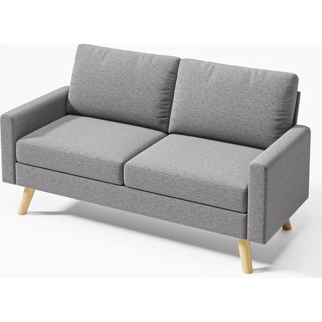 Canapé 2 places Gris Foncé Bealife Structure en Bois et Métal avec 2 Coussins de Dossier 2 Coussins d'assise et Pieds en Bois pour Salon Appartements Bureaux 157 x 72 x 85 cm (1/5)