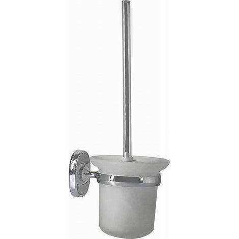 Trade Shop - Escobillero Completo Cristal Esmerilado Baño Fijación Pared Oval 52017 - (1/3)