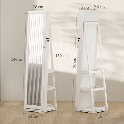 Grand miroir pleine longueur sur pied, design moderne, miroir décoratif 50 x 1,5 x 161,5 cm, noir (1/3)