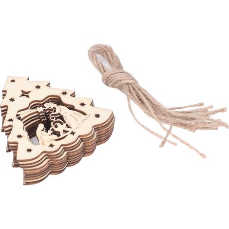 Lot de 40 décorations de Noël en bois créatives pour sapin, ornements découpés au laser avec motifs ajourés, paquet de 40 pièces, modèle JM00204 (1/5)