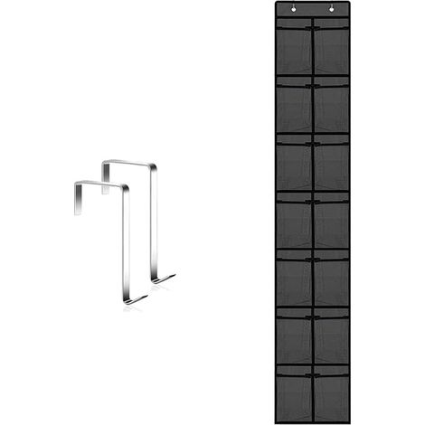 Organizzatore per scarpe da porta，scarpiera sospesa con 2 ganci，contenitore per scarpe da appendere，bagno (Nero，14 tasche)