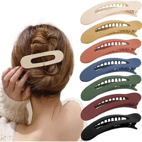Juego de 7 pinzas para el cabello multicolores, acabado mate, doble bisagra, para todo tipo de cabello. (1/5)