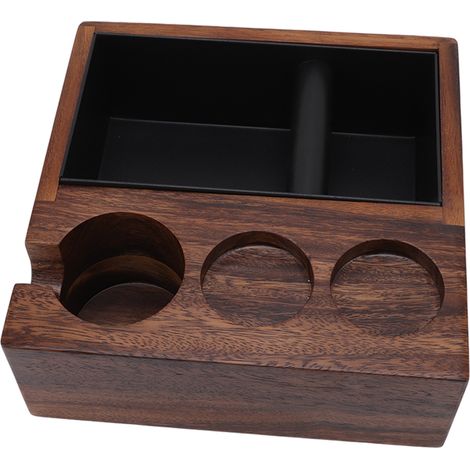 Poubelle à marc de café en bois massif, multifonction, support de tamper, repose-manche, boîte à café pour maison (1/5)