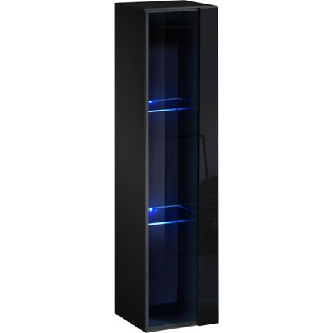 Vitrine verticale "Switch WW 2" - Noir - L 30 cm x P 30 cm x H 120 cm - Livraison gratuite