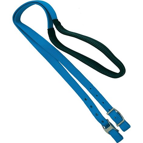 Taglia unica, Blanc: Rênes western en nylon et caoutchouc