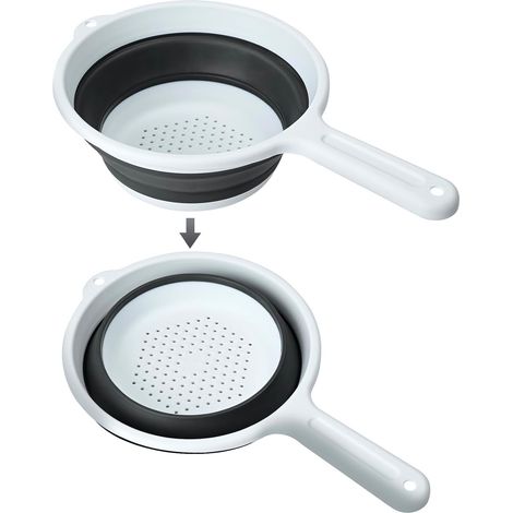 Passoire pliable en silicone avec poignée - Passoire à pâtes pliable - Passoire de cuisine en plastique - Peu encombrant - Panier filtrant pour égoutter les pâtes, les légumes, les fruits (1/5)