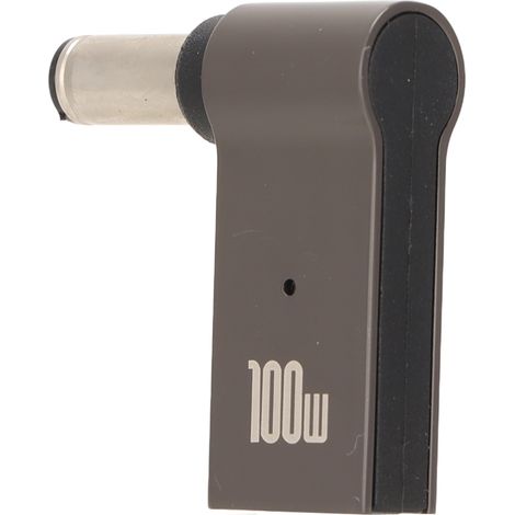 Adaptateur secteur USB Type C femelle vers CC avec puce de charge rapide PD, format coudé, compact et portable, 100 W, pour ordinateur portable, 6 x 1,4 mm.