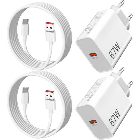 67W Chargeur Rapide pour 15T 14T,Note 15 14 Pro 5G/13 12 15C  USB Prise Secteur et Turbo Câble pour A5 A3 14C 13C/Note 11 10,X8 X7 X6 F7 F6,17 15 Ultra/14 13,2Pack (1/5)