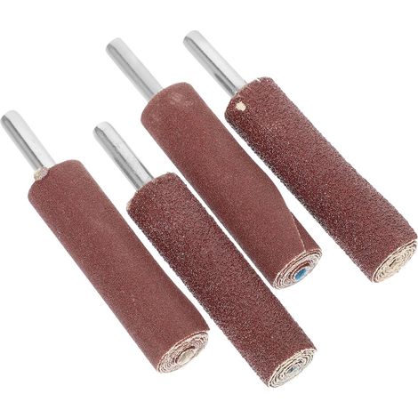 4pcs Têtes de Ponçage Cylindriques Manche 6mm en Papier de Verre Grain 80 et 240 pour Outils Rotatifs, Usage Facile et Précision pour Projets DIY et Réparations à Domicile (1/5)