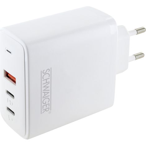 Schwaiger Schnell-Ladeadapter 65 W  2x USB C 1x USB A weiß Ladegerät Adapter (1/3)