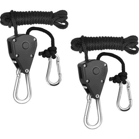 2 Pcs Poulie Cliquets Robuste Corde Clip Cintre Reglable Levage Poulie Longe Cintre Kayak Et Canoe Bateau Arc Corde Verrouillage Sangle D'Arrimage, Taille S (1/5)