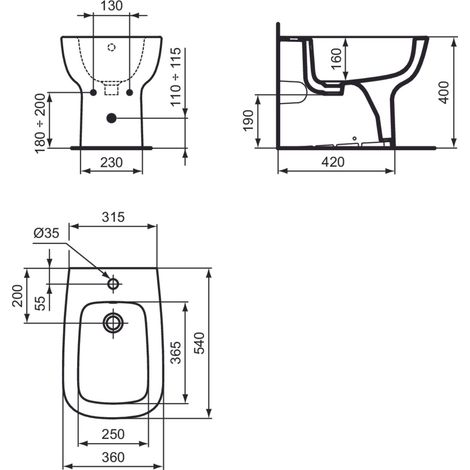 Bidet monoforo filoparete bianco lucido - Ideal Standard Esedra (1/2)