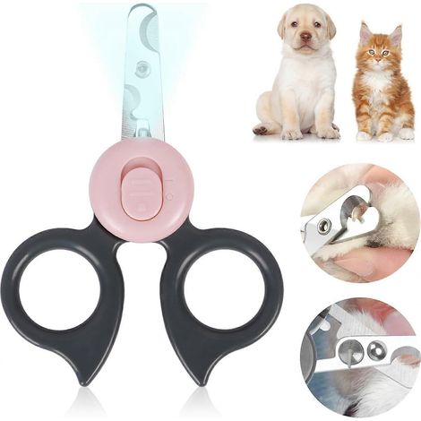 Coupe-ongles rose pour animaux de compagnie avec lumière, adapté aux petits animaux : chiens, chats, oiseaux (rose) (1/5)