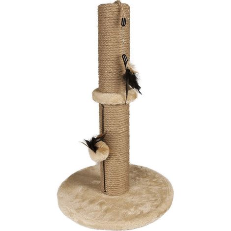 Trade Shop - Flamingo Indianer Kratzbaum Federspielzeug für Katzen 30 x 30 x 50 cm -